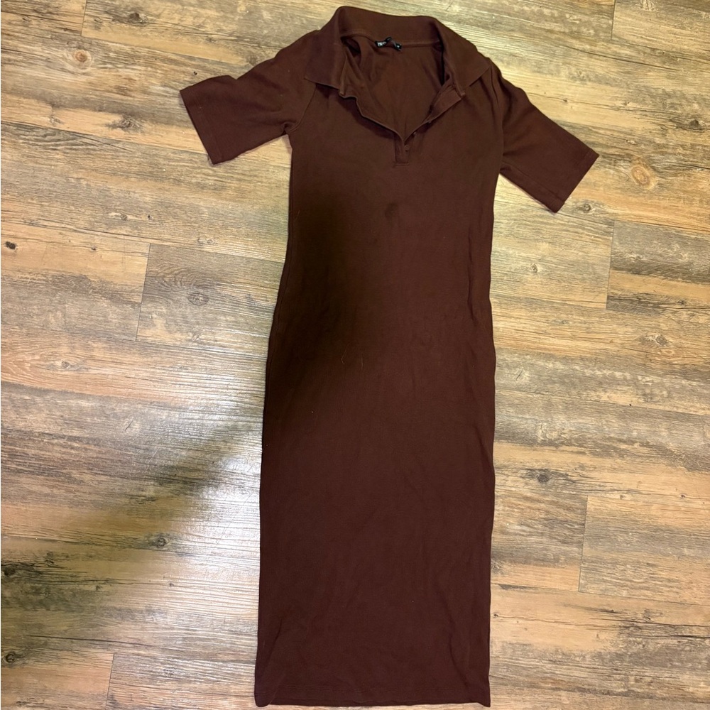 Zara Chocolate Long Sleeve Dress